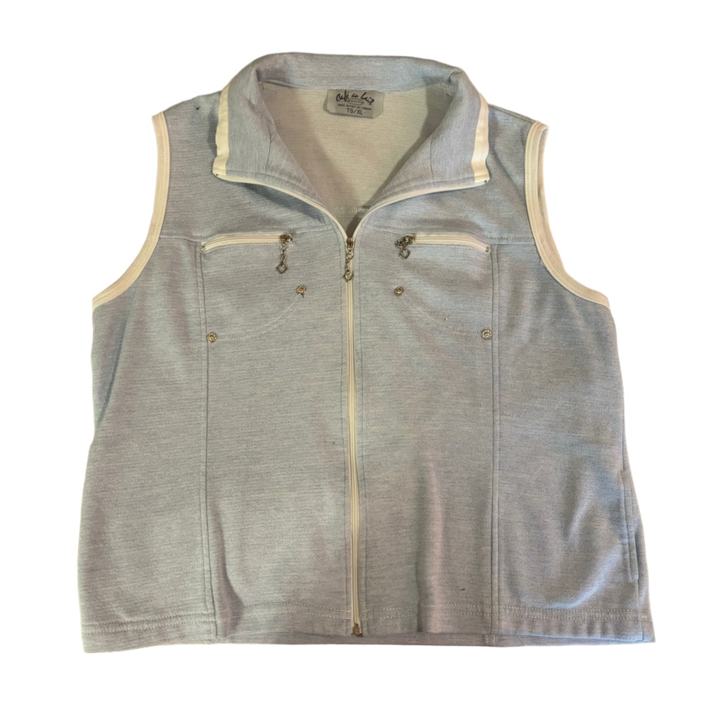 XL Soft Blue Sweater Vest with Pockets